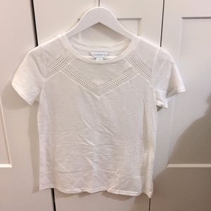 Embroidered cutout t-shirt white relaxed tee